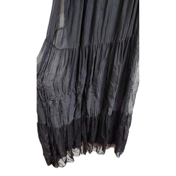Bellambia Made in Italy Silk Blend Tiered Maxi Dress S Black Boho Resort Elegant - Picture 4 of 8
